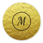 Bouton De Porte En Céramique Monogramme noir sur Arrière - plan or (Devant)