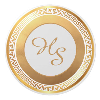 Bouton De Porte En Céramique Monogramme personnalisé en or blanc