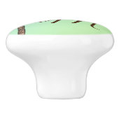 Bouton De Porte En Céramique Monogramme Tropical Palm Élégant Vert Élégant (Côté)