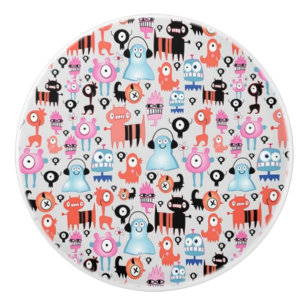 Bouton De Porte En Céramique Monstres funky