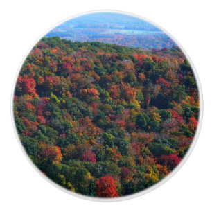 Bouton De Porte En Céramique Montagnes des Appalaches à l'automne