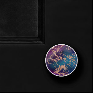 Bouton De Porte En Céramique Moody Luxe Marble Profond violet et Turquoise or