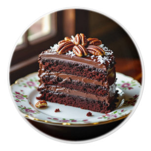 Bouton De Porte En Céramique Morceau de gâteau au chocolat allemand sur une ass