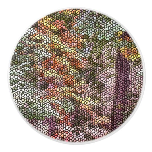 BOUTON DE PORTE EN CÉRAMIQUE MOSAÏQUE ARBRE (Devant)