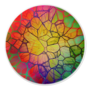 Bouton De Porte En Céramique Mosaïque arc-en-ciel - vitrail