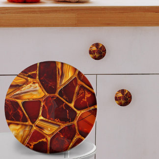 Bouton De Porte En Céramique Mosaïque d'Agate et de pierre carnelienne