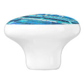 Bouton De Porte En Céramique Mosaïque de spirale bleue (Côté)