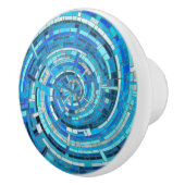 Bouton De Porte En Céramique Mosaïque de spirale bleue (Droite)