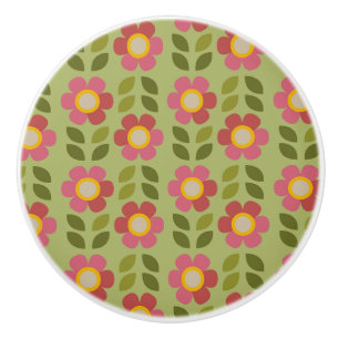 Bouton De Porte En Céramique MOSSY BLOOM - Floral Ceramic Knob