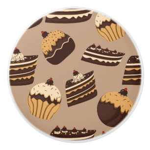 Bouton De Porte En Céramique Motif 3 de chocolat et de pâtisseries