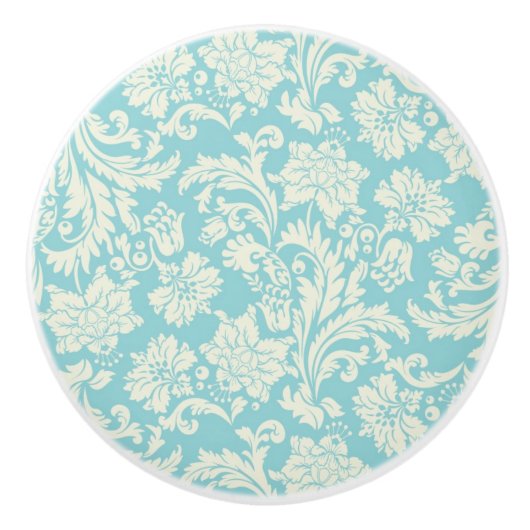 Bouton De Porte En Céramique Motif 3 de damassé (Devant)