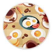 Bouton De Porte En Céramique Motif 3 de petit déjeuner (Devant)