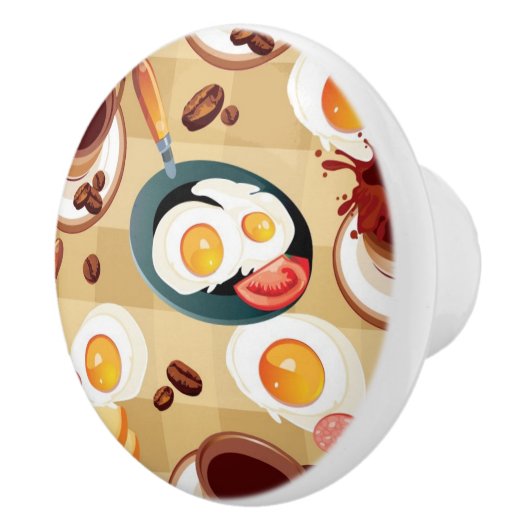 Bouton De Porte En Céramique Motif 3 de petit déjeuner (Droite)