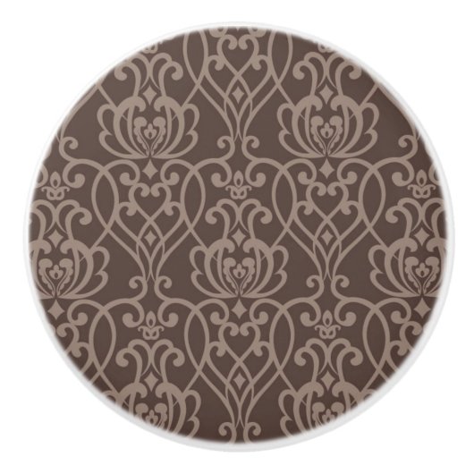 Bouton De Porte En Céramique Motif 6 de damassé (Devant)