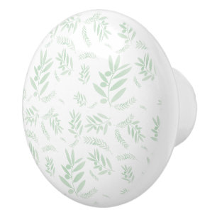 Bouton De Porte En Céramique Motif à branche d'olivier naturel
