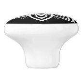 Bouton De Porte En Céramique Motif à fleurs Mandala en noir et blanc (Côté)