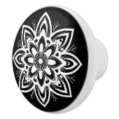Bouton De Porte En Céramique Motif à fleurs Mandala en noir et blanc (Droite)