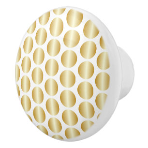 Bouton De Porte En Céramique Motif à pois dorés