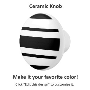 Bouton De Porte En Céramique Motif à rayures noir et blanc