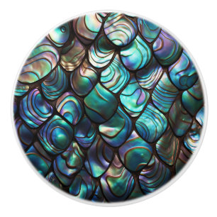 Bouton De Porte En Céramique Motif Abstrait Abalone Shell