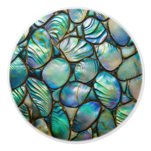 Bouton De Porte En Céramique Motif Abstrait Abalone Shell