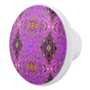 Bouton De Porte En Céramique Motif Abstrait Trippy rose et violet