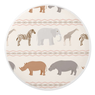 Bouton De Porte En Céramique Motif africain 1 d'animaux