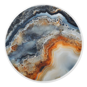 Bouton De Porte En Céramique Motif Agate Gemstone