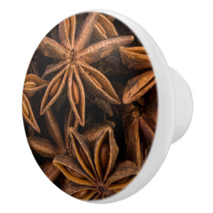 Bouton De Porte En Céramique Motif Anise Stars