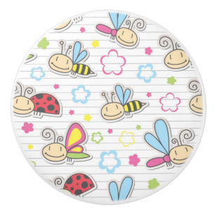 Bouton De Porte En Céramique motif avec des insectes