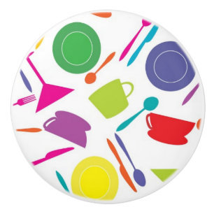 Bouton De Porte En Céramique Motif avec la substance de cuisine colorée