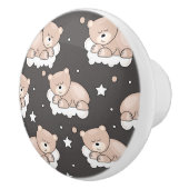 Bouton De Porte En Céramique motif avec le petit sommeil d'ours (Droite)