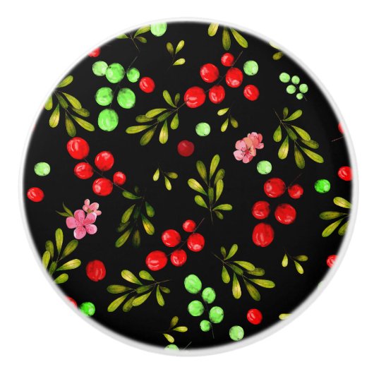 Bouton De Porte En Céramique Motif Baies (Devant)