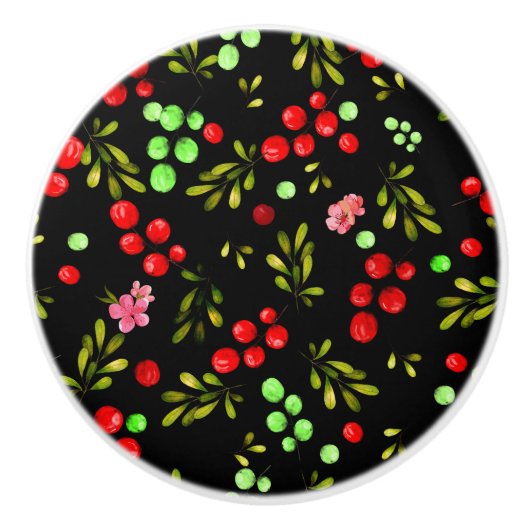 Bouton De Porte En Céramique Motif Berries (Devant)