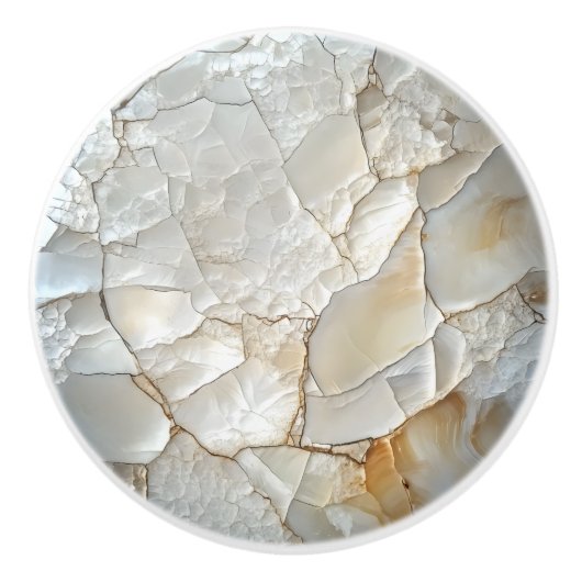 Bouton De Porte En Céramique Motif blanc Nacre (Devant)