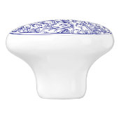 Bouton De Porte En Céramique Motif bleu et blanc rétro (Côté)