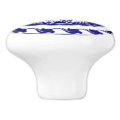 Bouton De Porte En Céramique Motif bleu et blanc rétro (Côté)