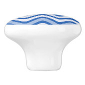Bouton De Porte En Céramique Motif bleu ondulé (Côté)