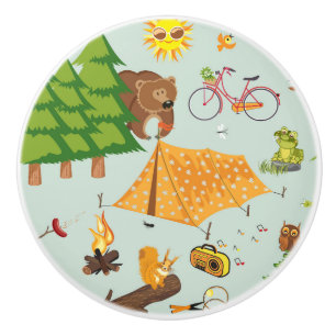 Bouton De Porte En Céramique Motif campant