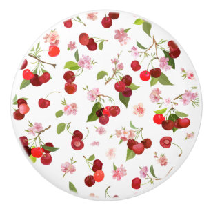 Bouton De Porte En Céramique Motif cerise 1
