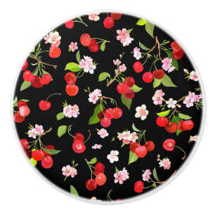 Bouton De Porte En Céramique Motif cerise 2