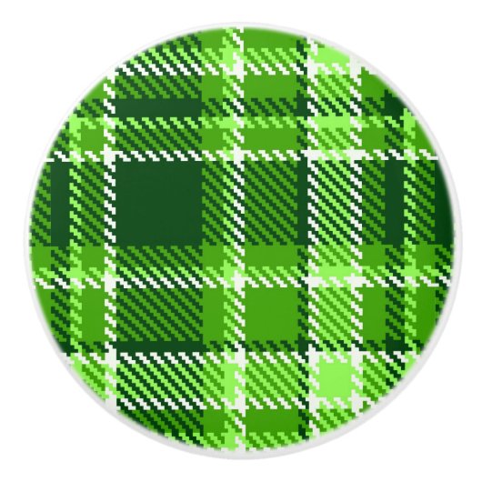 Bouton De Porte En Céramique Motif Checkered de couleur verte (Devant)