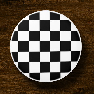 Bouton De Porte En Céramique Motif Checkered noir et blanc de damier