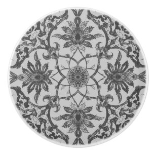 Bouton De Porte En Céramique Motif chinois de style Art nouveau - gris argenté