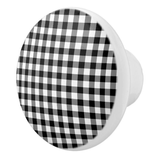 Bouton De Porte En Céramique Motif Classic Noir Et Blanc En vichy Vérifié (Droite)