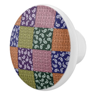 Bouton De Porte En Céramique Motif coloré Paisley Patchwork