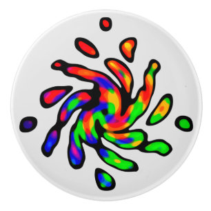Bouton De Porte En Céramique Motif coloré vif