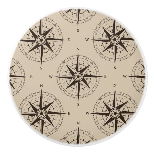 Bouton De Porte En Céramique Motif Compass de navigation (Devant)