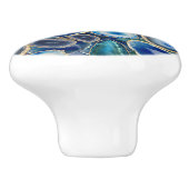 Bouton De Porte En Céramique Motif cristal Blue Geodes (Côté)