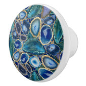 Bouton De Porte En Céramique Motif cristal Blue Geodes (Droite)